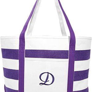 DALIX Monogrammed Beach Bag and Totes for Women Personalized Gifts Purple - D
